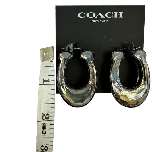 COACH Women's Signature Stone Hoop Earrings - Picture 6 of 8